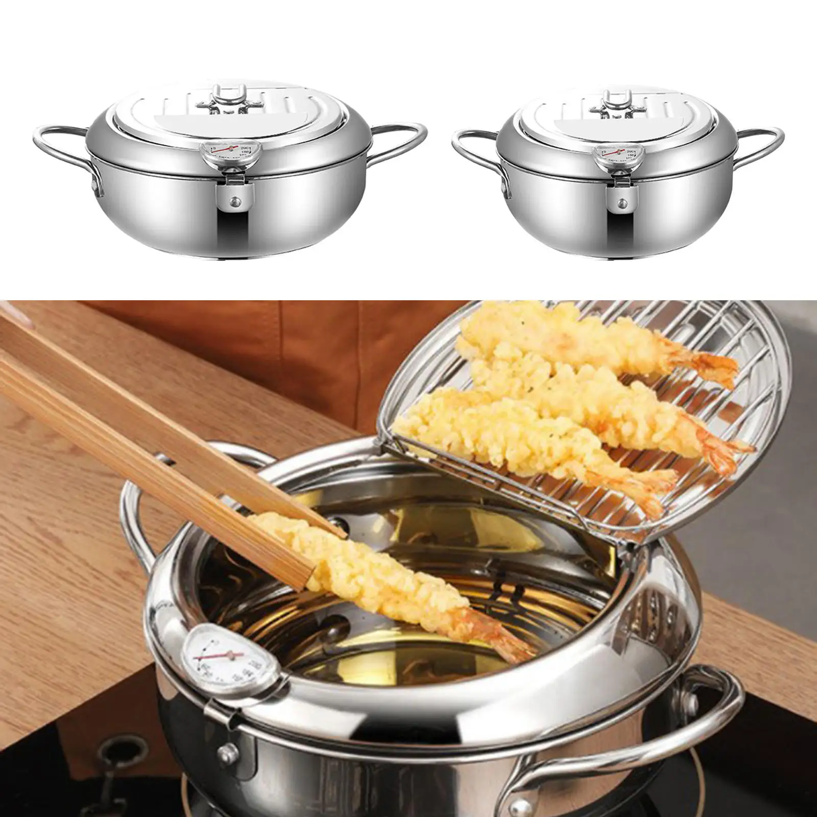Japanese Style Deep Fryer Pot Cookware Gas Electric Induction Use Tempura Fryer Pan for French Fries Fried Chicken Cooking