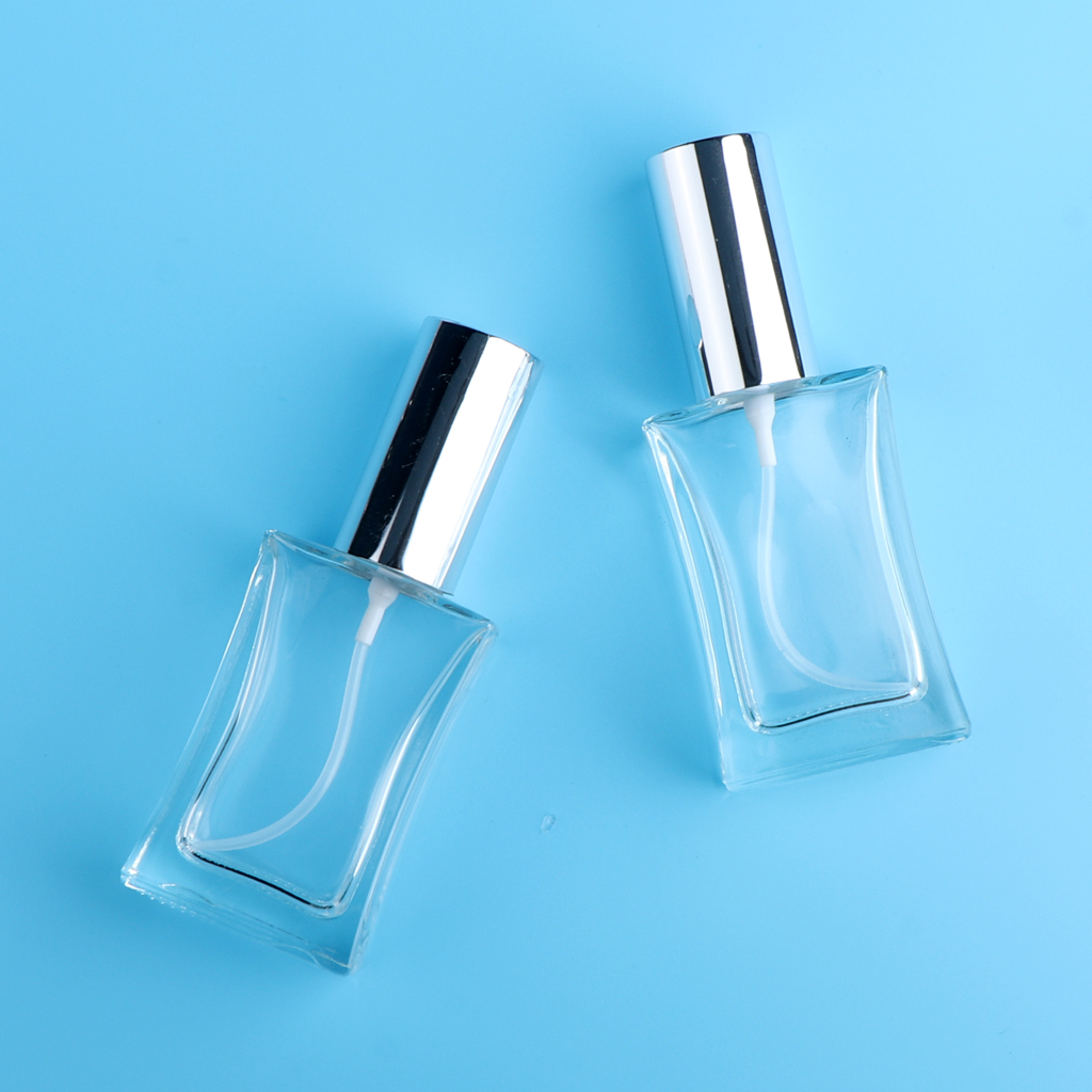2PCS 50ml Clear Refillable Perfume Bottles, Portable Square Empty Glass Perfume
