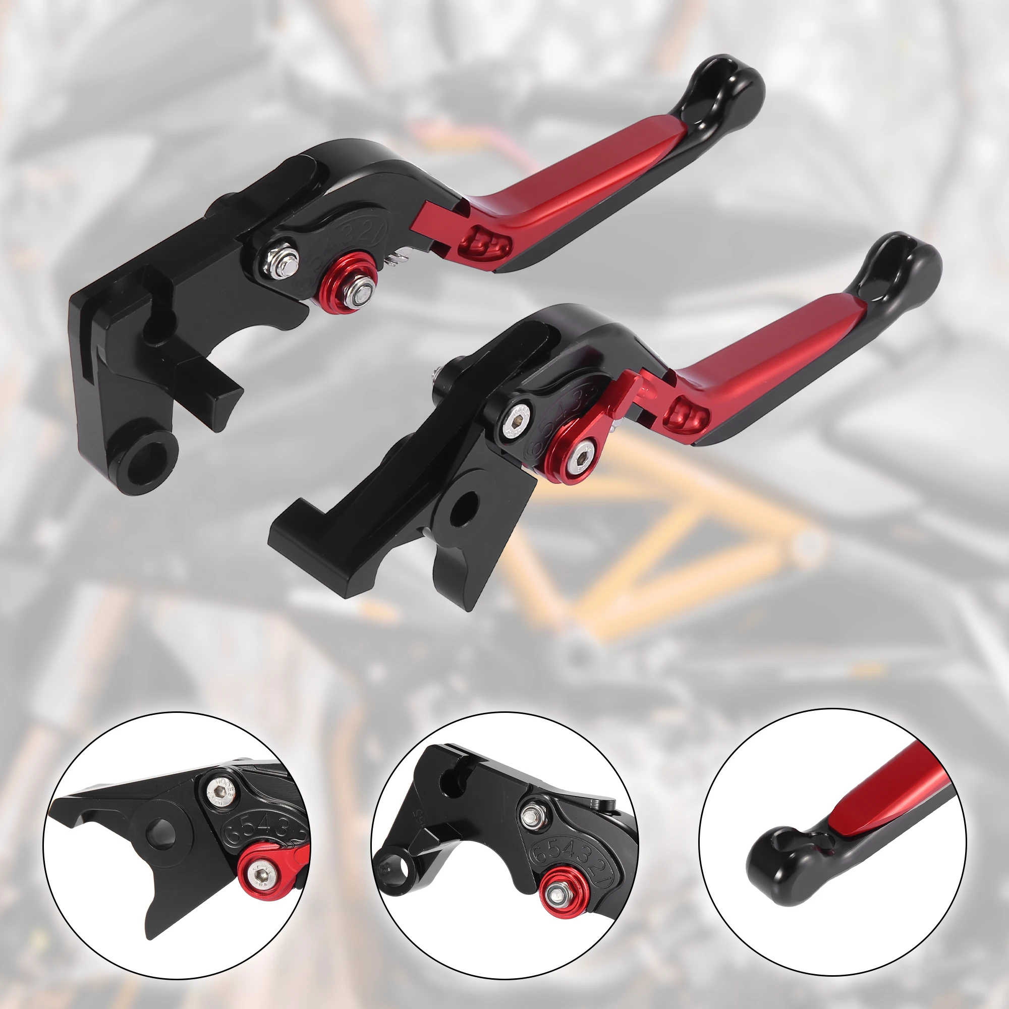 Motoforti Pair Motorcycle Brake Clutch Levers CNC Aluminum Alloy Brake Clutch Cylinder Lever Black 