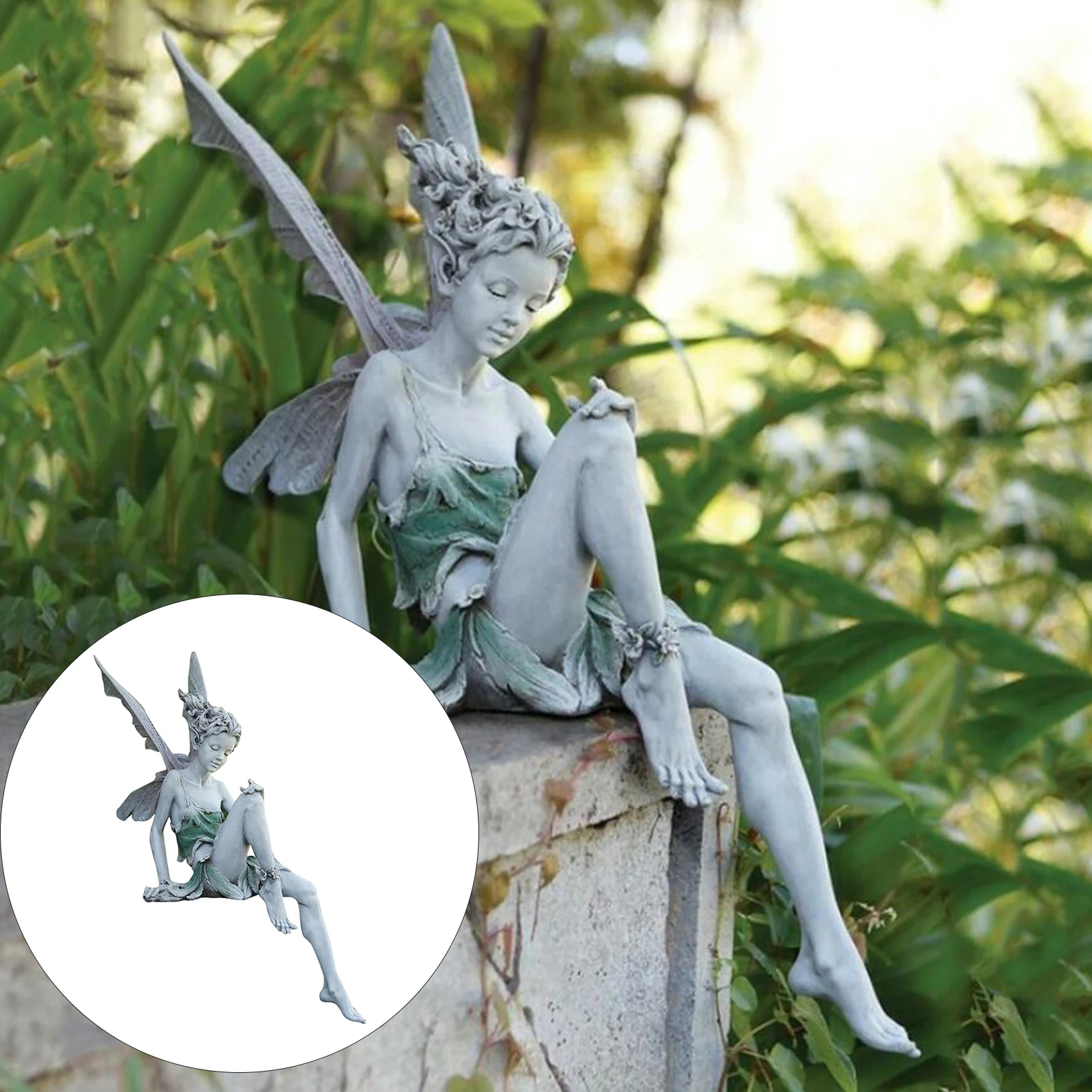 Charming Garden Fairy Figurine Decoration Pond Statue Backyard Sculpture