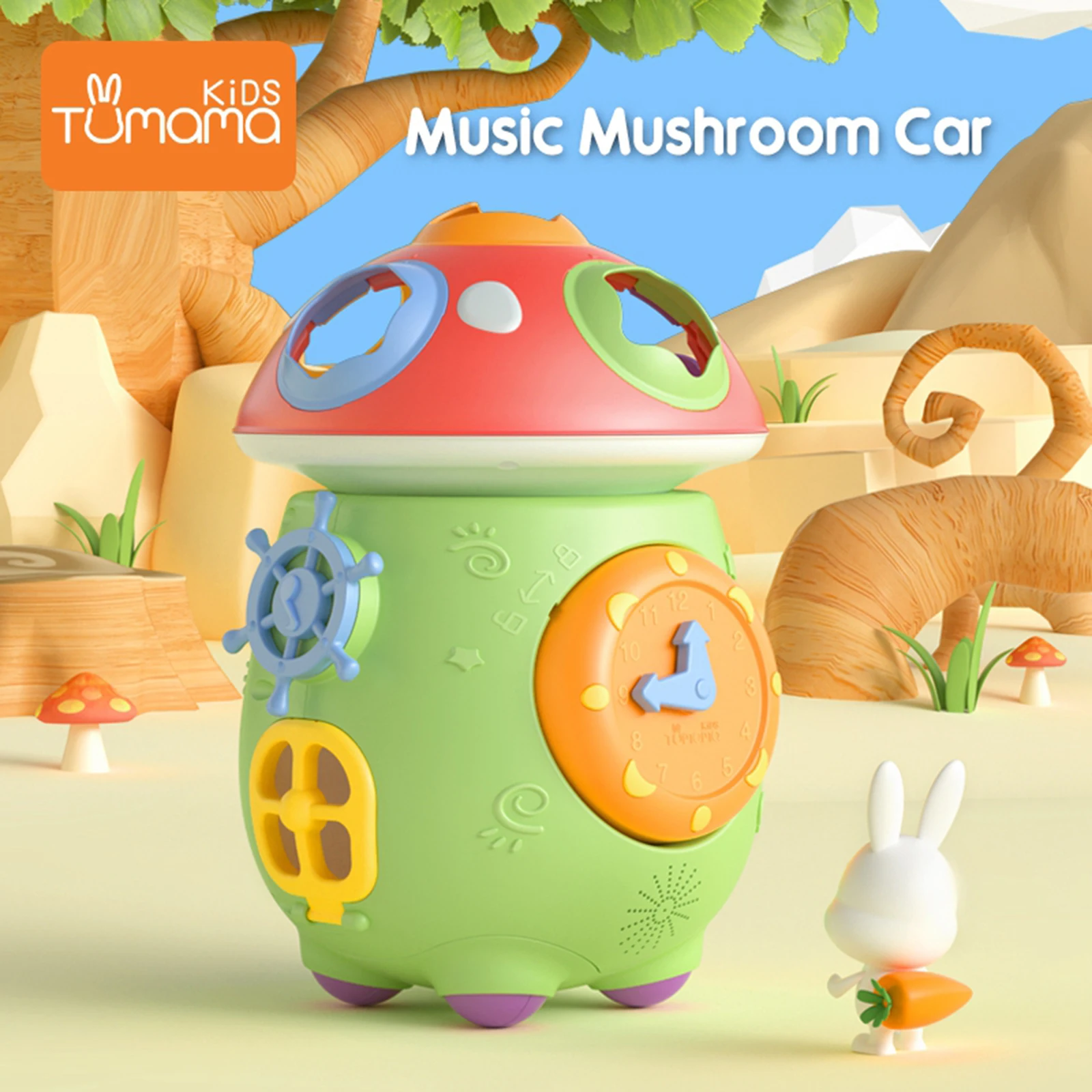 Baby Electronic Musical Toy Fun Mushroom Cart Geometric Early Learning Toys