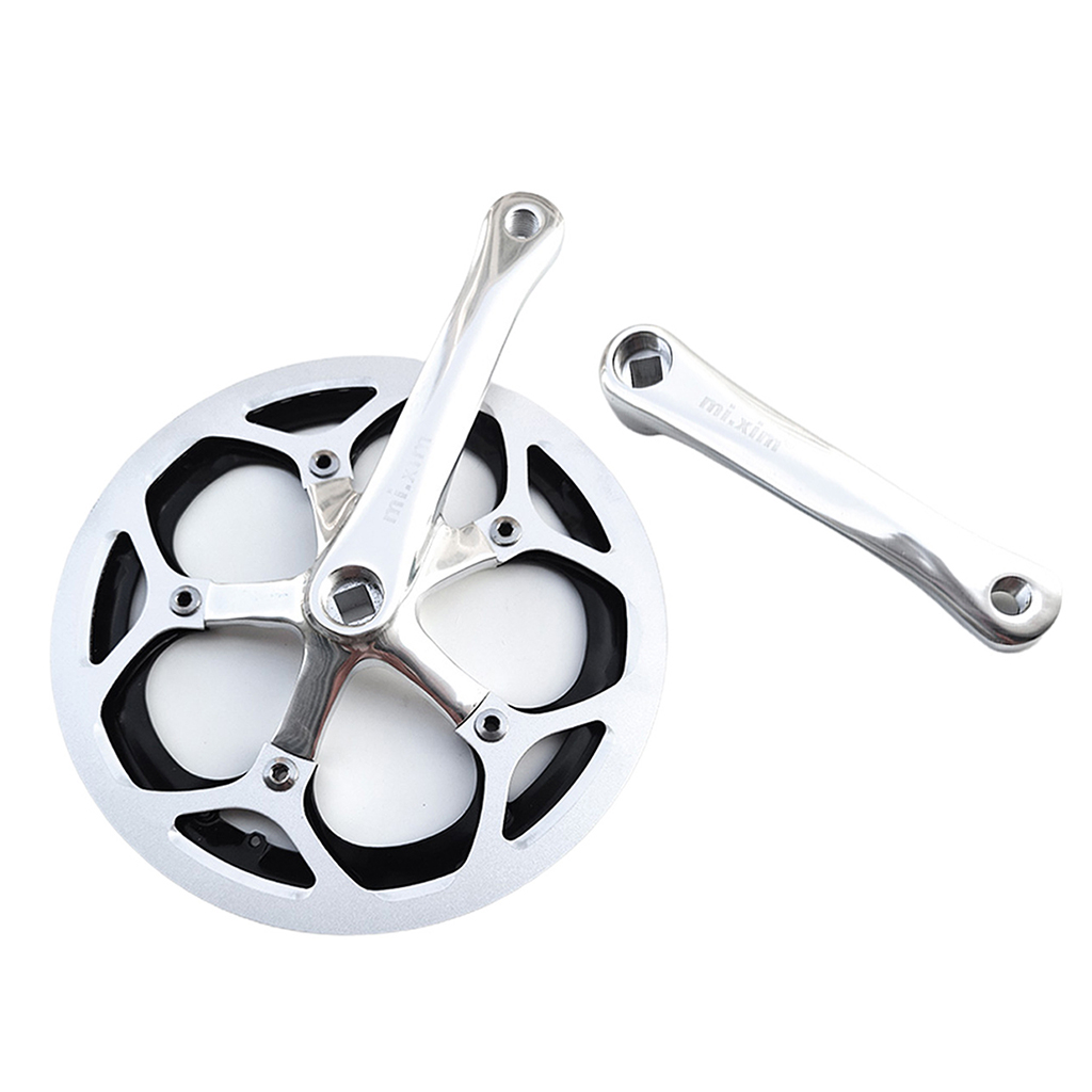 Bike Crankset Set 53T 170mm Crankarms 130 BCD Bicycle Crank Set Chain Ring Wheel Guide