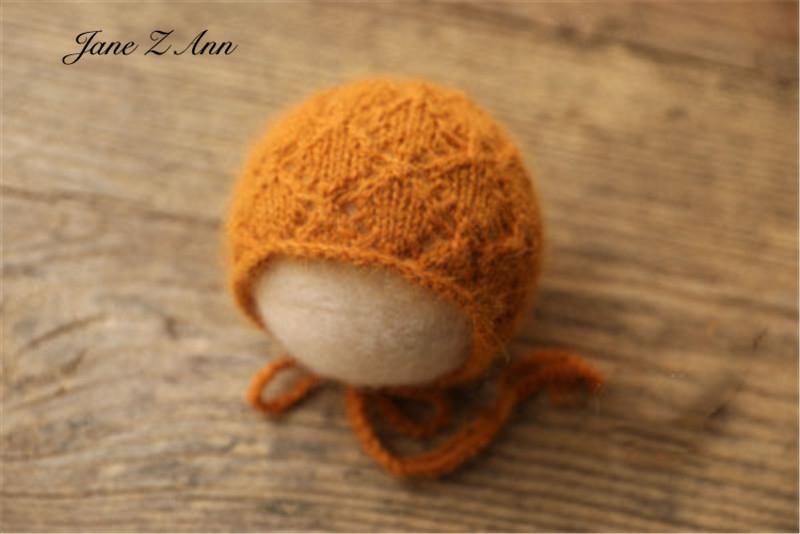 Nerz-Samt-Mütze, Wollstrickmütze mit kleinen Ohren, Neugeborenen-Fotografie-Requisiten, Babyfotos – Detail 4