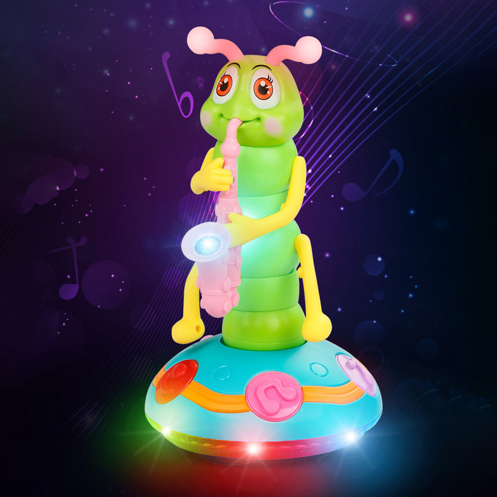Electric Caterpillar Toy 6 Songs with LED Flashlights Early Education Developmental Toys Kids Bedroom Desktop Decor Crafts