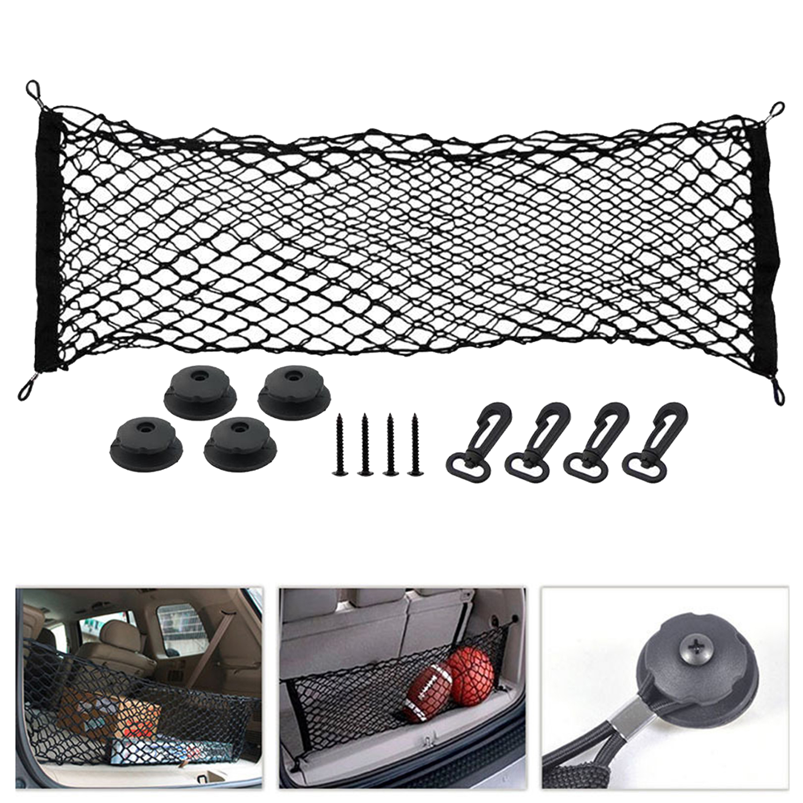 Vertical Rear Trunk Mesh Stretchable Cargo Organizer Net Pocket for Pickup Trucks, Car, SUV