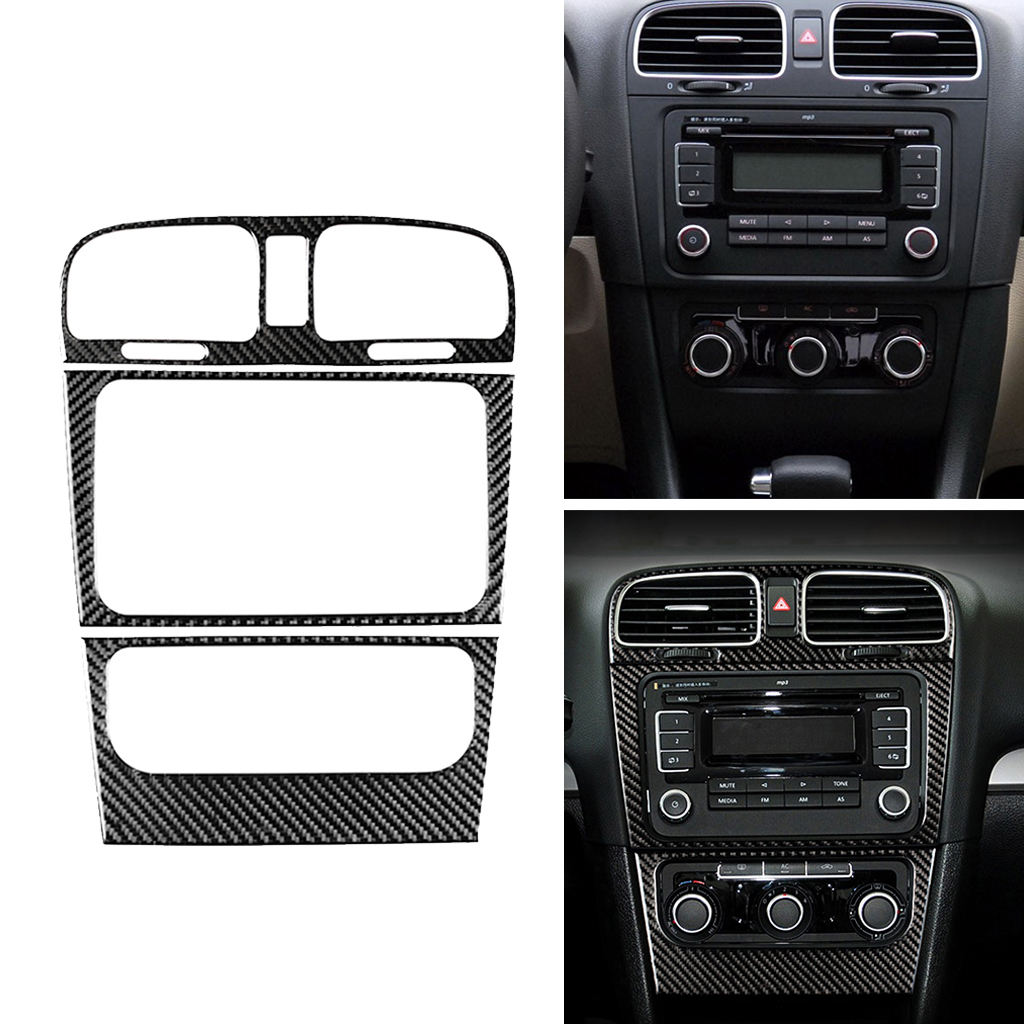 Carbon Fiber Console Air Outlet CD Panel Decorative Cover Trim For Volkswagen for VW for Golf 6 MK6 GTI 2008-2012