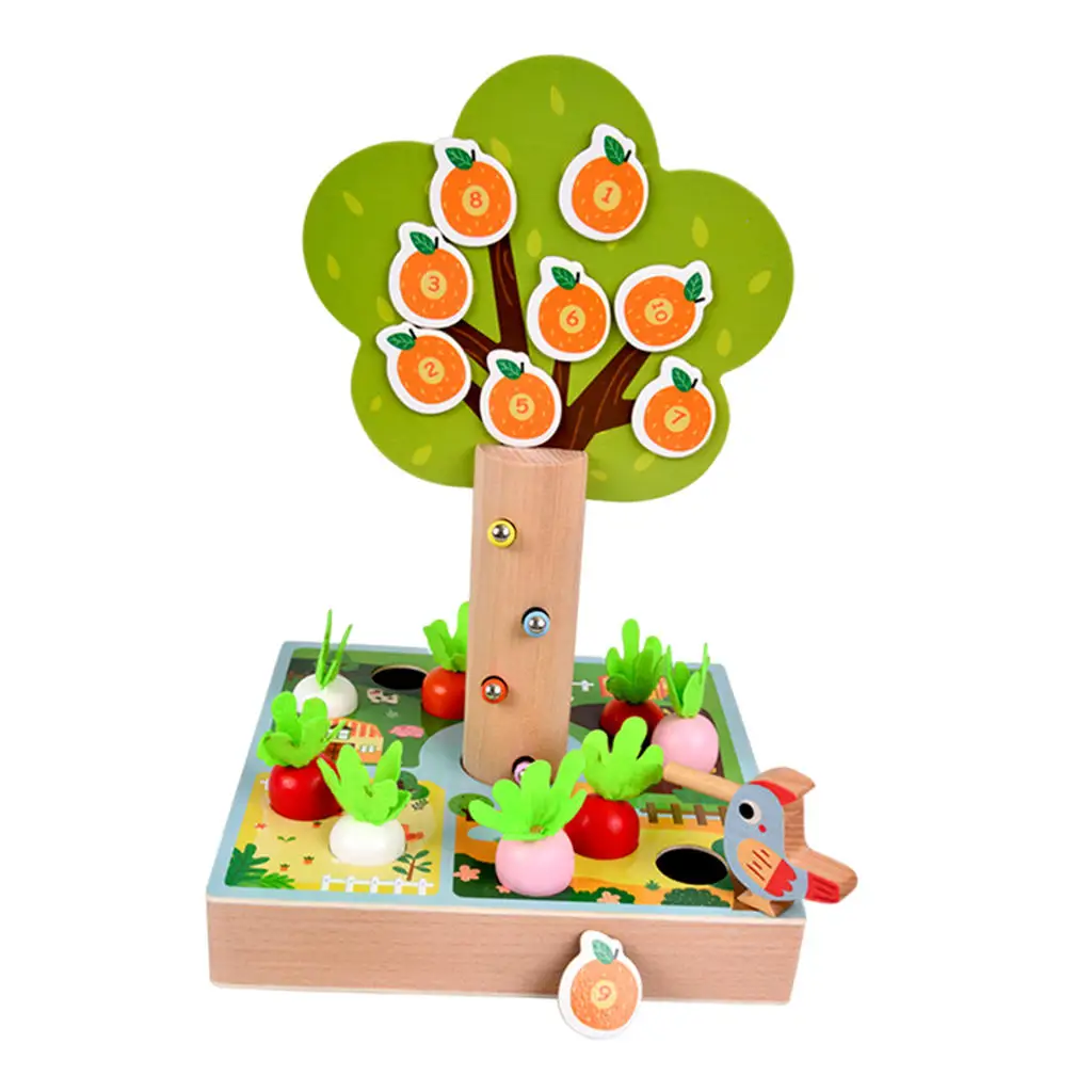 Kids Montessori Woodpecker Game Fine Motor Skills Catch The Worms Pulling Carrots Counting Numbers for Children Xmas Gifts