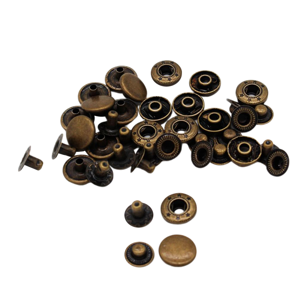 10pcs Copper Snap Buttons Replacement Jeans Popper Press Studs Button Supplies