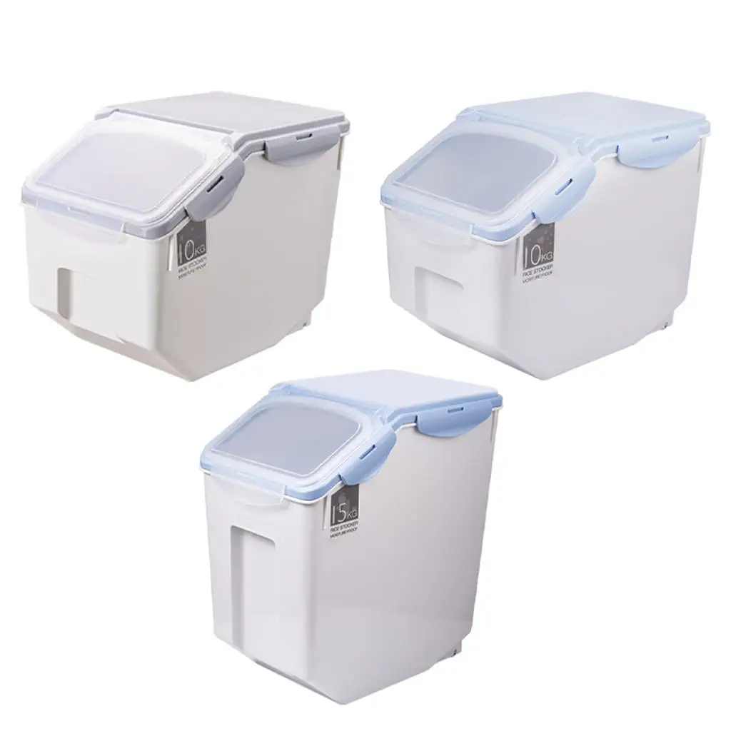 Kitchen Rice Storage Bucket Seal Locking Lid Insect-Proof Moisture-Proof Dispenser Home Storage Pet Food Store