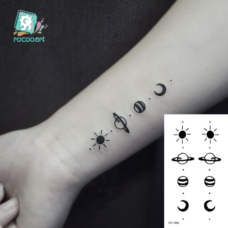 Best of 1 PC Geometric Planet Fashion Women Temporary Tattoo Sticker Water Transfer Tattoo Minimalist Small Sun Moon Design Fake Tattoo Reviews & Tips