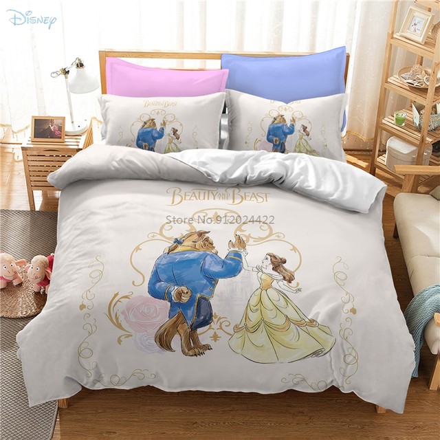 Disney Beauty and The Beast Cartoon Bedding Set for Adult Children