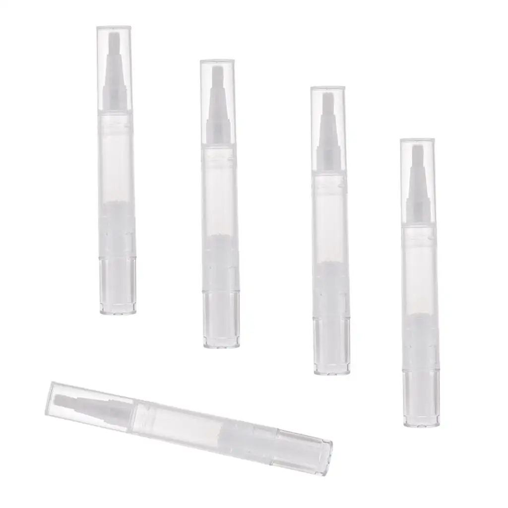 5x Hollow Spiral Pen with Brush Nail Polish Oil Container Tube for