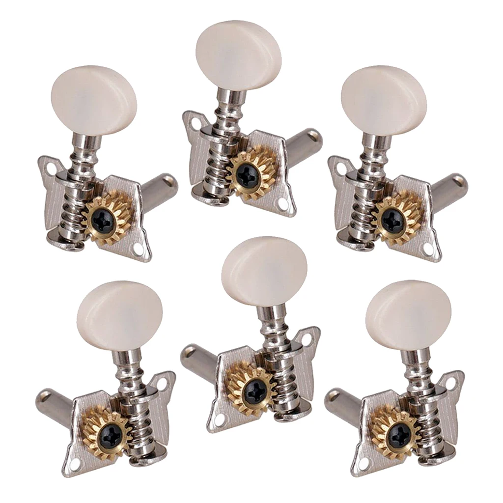 6 Pieces 3R 3L Guitar Machine Heads Mechanical Tuning Pegs For Acoustic Guitar Electric Guitar, Silver