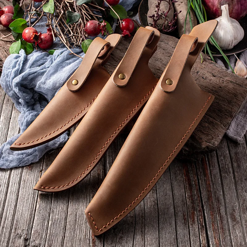 Chef's  Cowhide Cover Sheath Leather Knife Cover Boning Fruit Outdoor Knife Sheath knife block for drawer