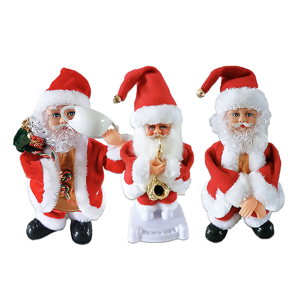 Electric Christmas Santa Claus Toy Shake Swing Twist Dancing Singing Doll Toys Car Dashboard Home Table Top Ornament Kids Gift