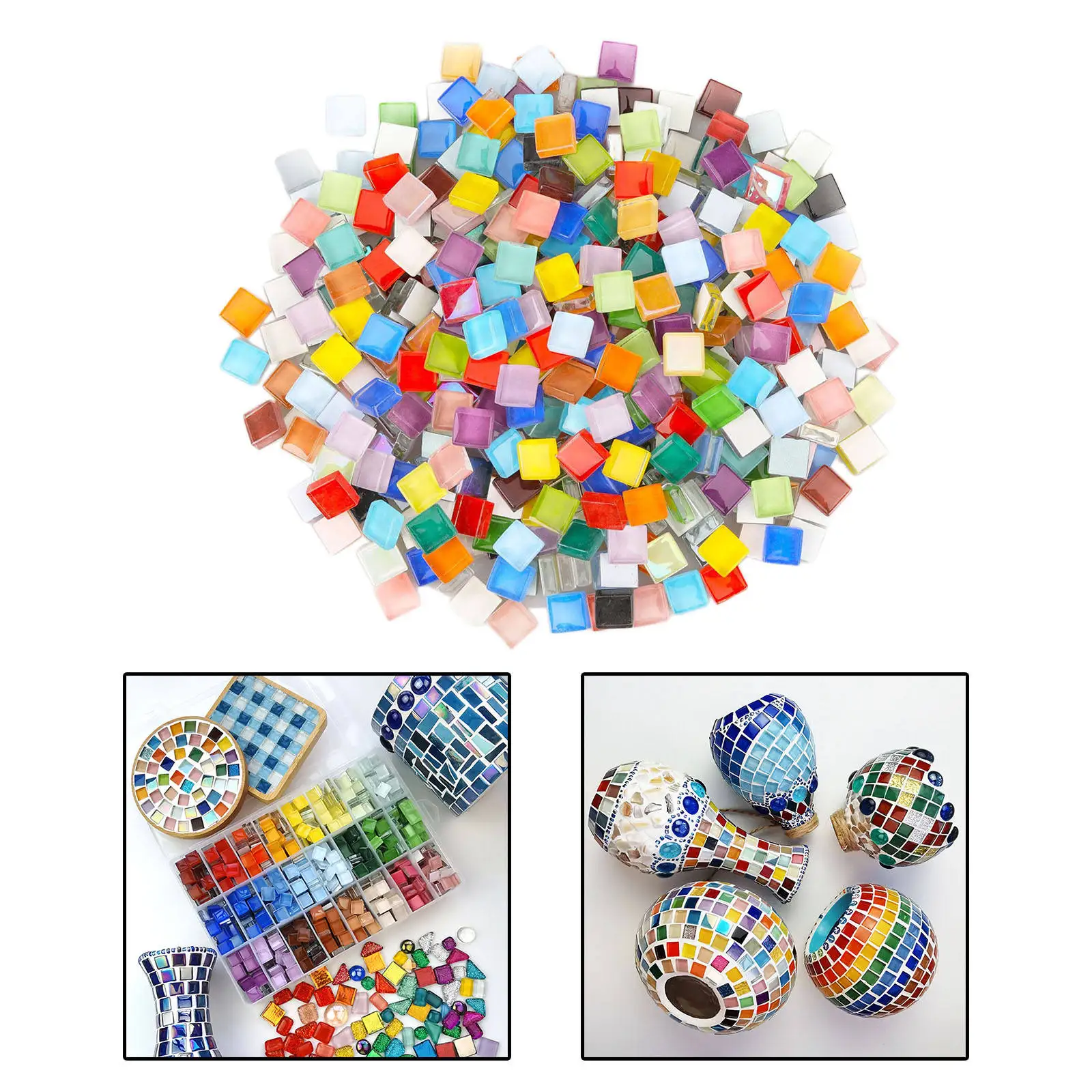 Mini Glass Mosaic Tiles Glitter Mixed Colors Glass Sticker DIY Material for DIY Crafts Hobbies Picture Frames Plates Flowerpots