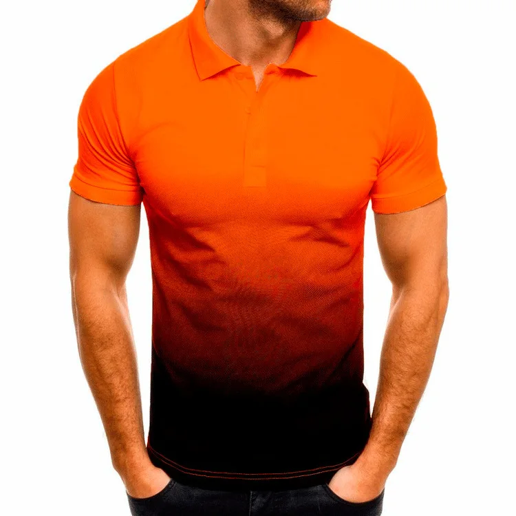 mrmt nova marca masculina casual impressão digital gradiente cor lapela polo masculino camisa de manga curta homem polo camisas