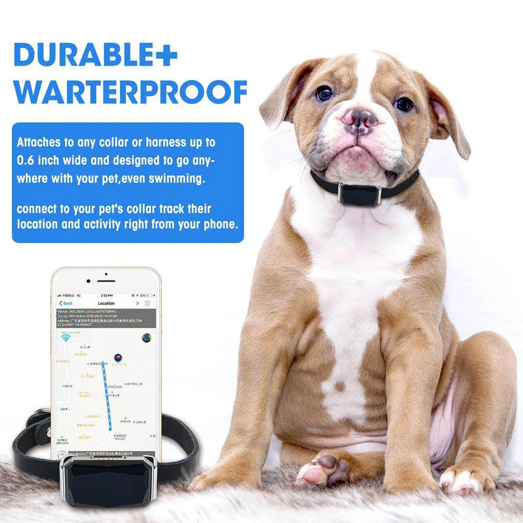 Waterproof Pet Collar GPS Tracker LBS RF Tracking No Monthly Fees for Pets.