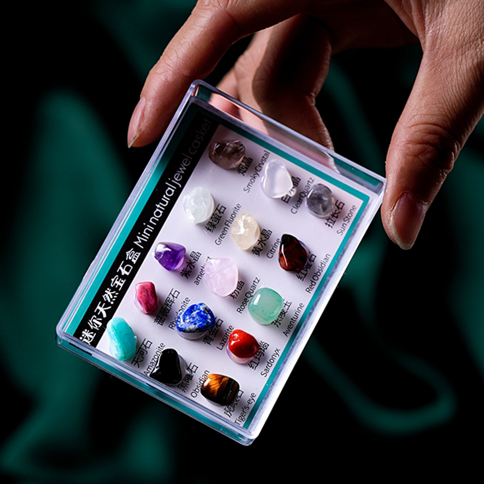 Polished Natural Mineral Rock and  Collection in Box for Kids Ages 8 and up