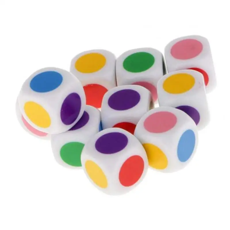 10pcs Blank Six Sided 16mm Color Dot Game Dice Set for Games Casino Gift Teaching,Board & Traditional Party Playing Games