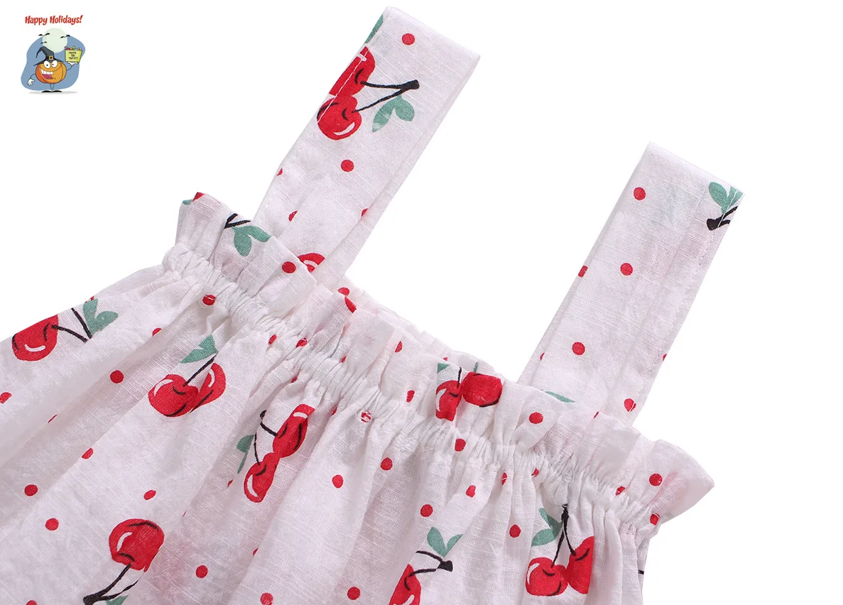 sun baby clothing set Baby Summer Dress Suit Baby Girl Clothes 0-2 Years Infant Toddler Cherry Sling Dress Bread Pants Two-piece Clothing Set KF1138 sun baby clothing set