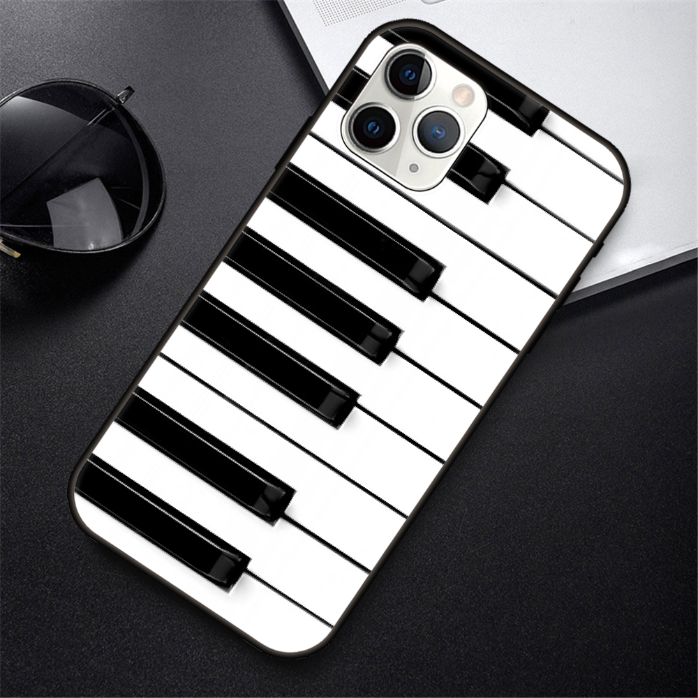 cheap iphone xr cases Phone Case For IPhone 12 Mini 11 Pro XR X MAX SE XS 5 6 6S 7 8 E Plus Black Cover Waterproof Silicone Shell piano guitar music cheap iphone 11 cases