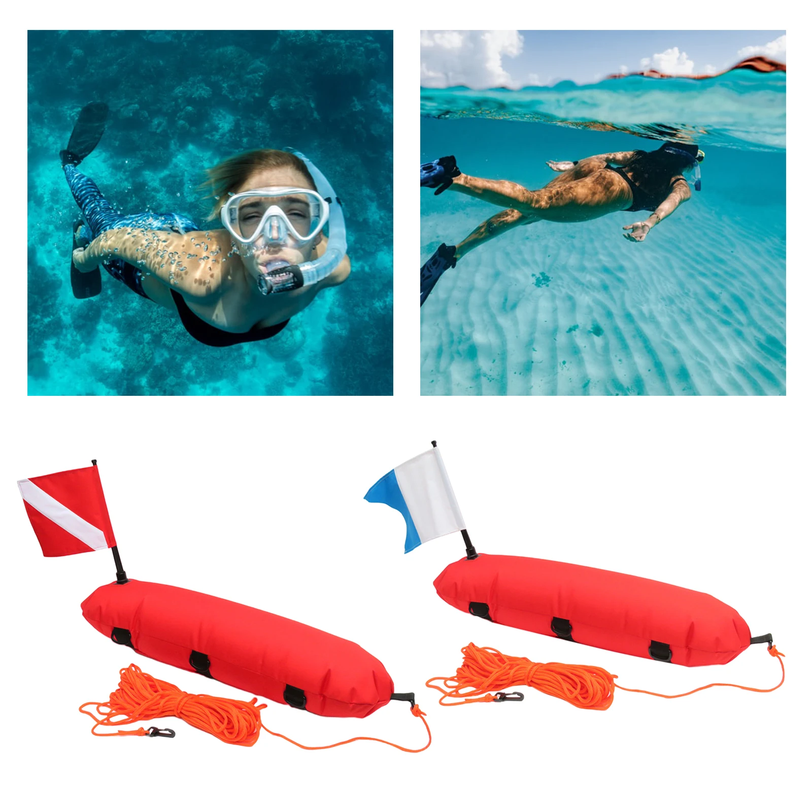 Perfeclan Float Buoy Scuba Diving Inflatable Surface Marker with Dive Flag 