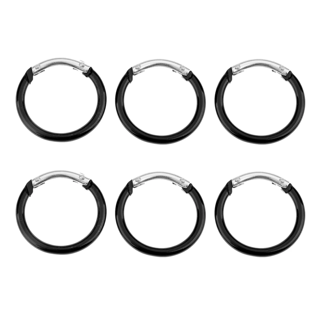 6 Piece Circle Round Aluminum Metal Spring Snap Clip Hook Keychain O-Ring Carabiner Buckle 38mm Diameter