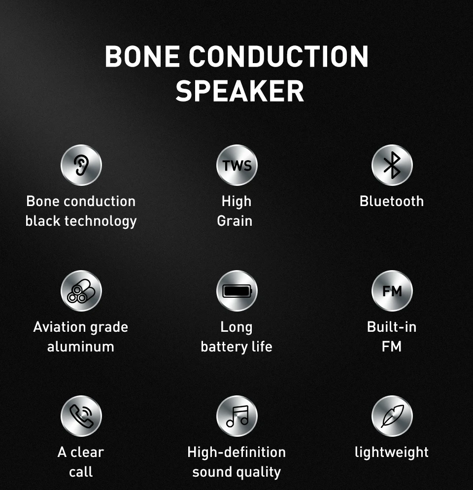 Bone Conduction Speaker Bluetooth TWS Stereo Dual Sound Channels Mini Audio Box DURAMOBI HumbirdSpeaker with HD Call FM Radio