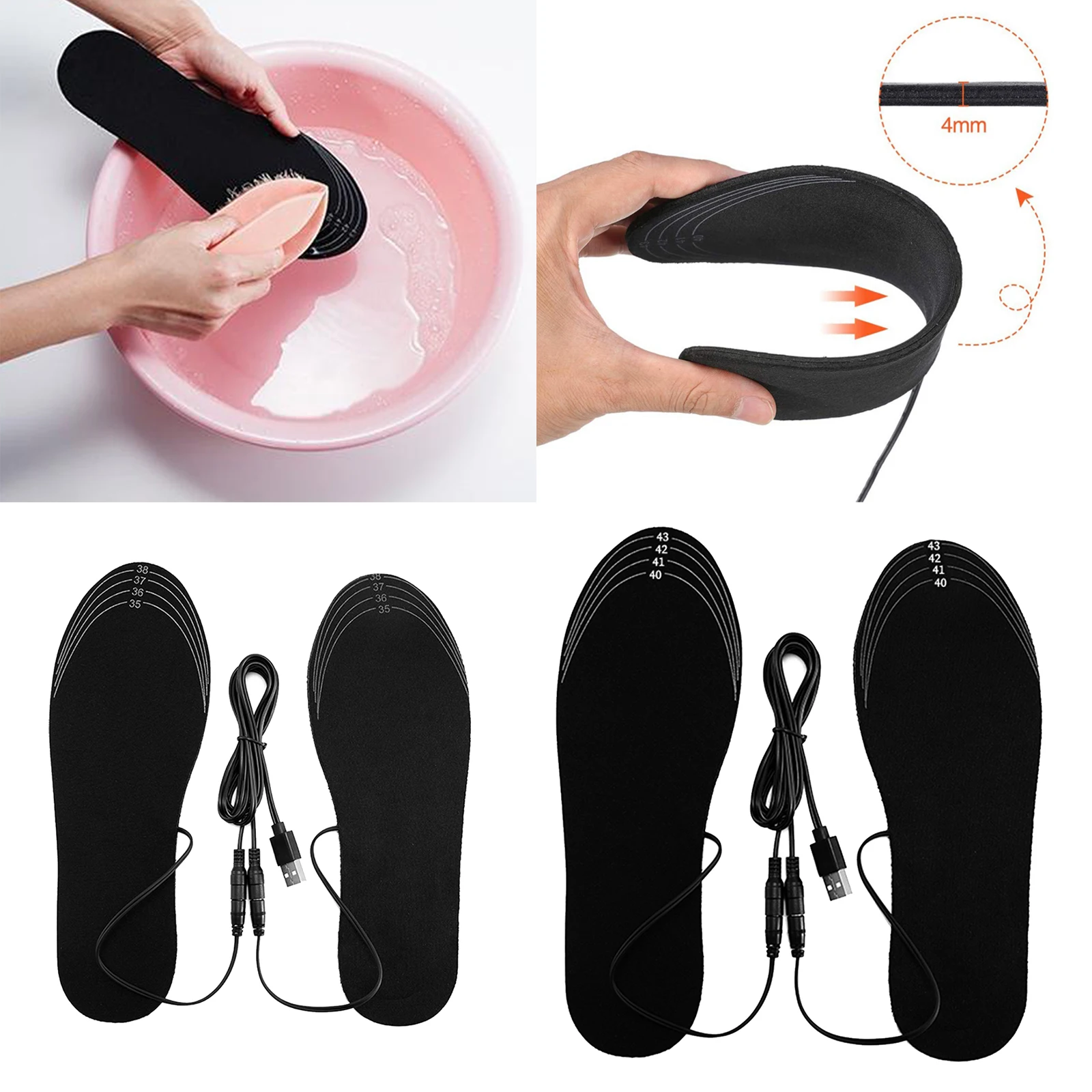 Unisex USB Electric Charging Heated Insoles Rechargeable Soles Pad