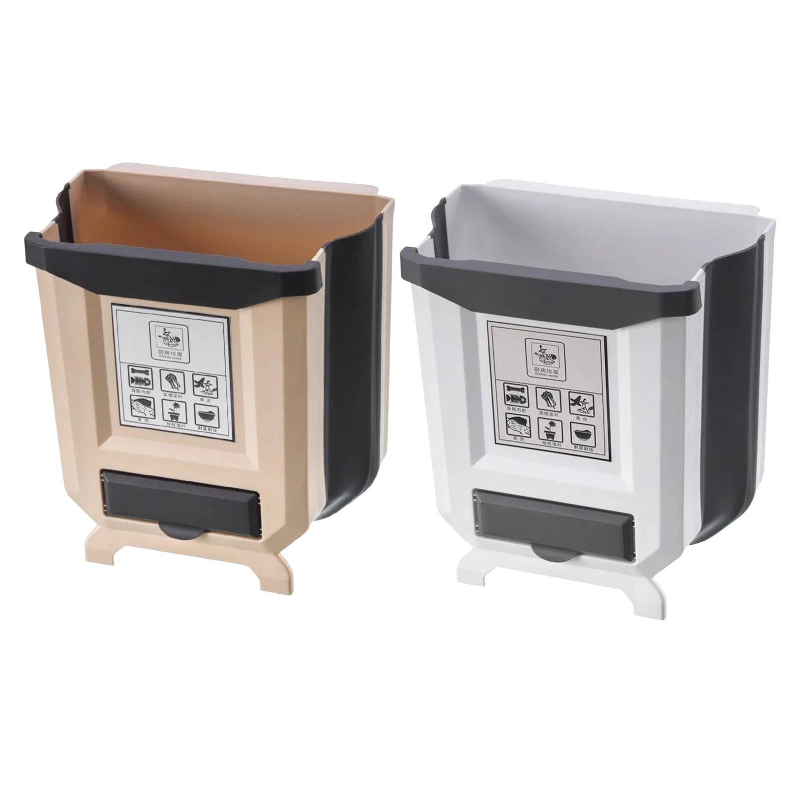 Kitchen Folding Waste Bin Trash Container Garbage Can for Bedroom