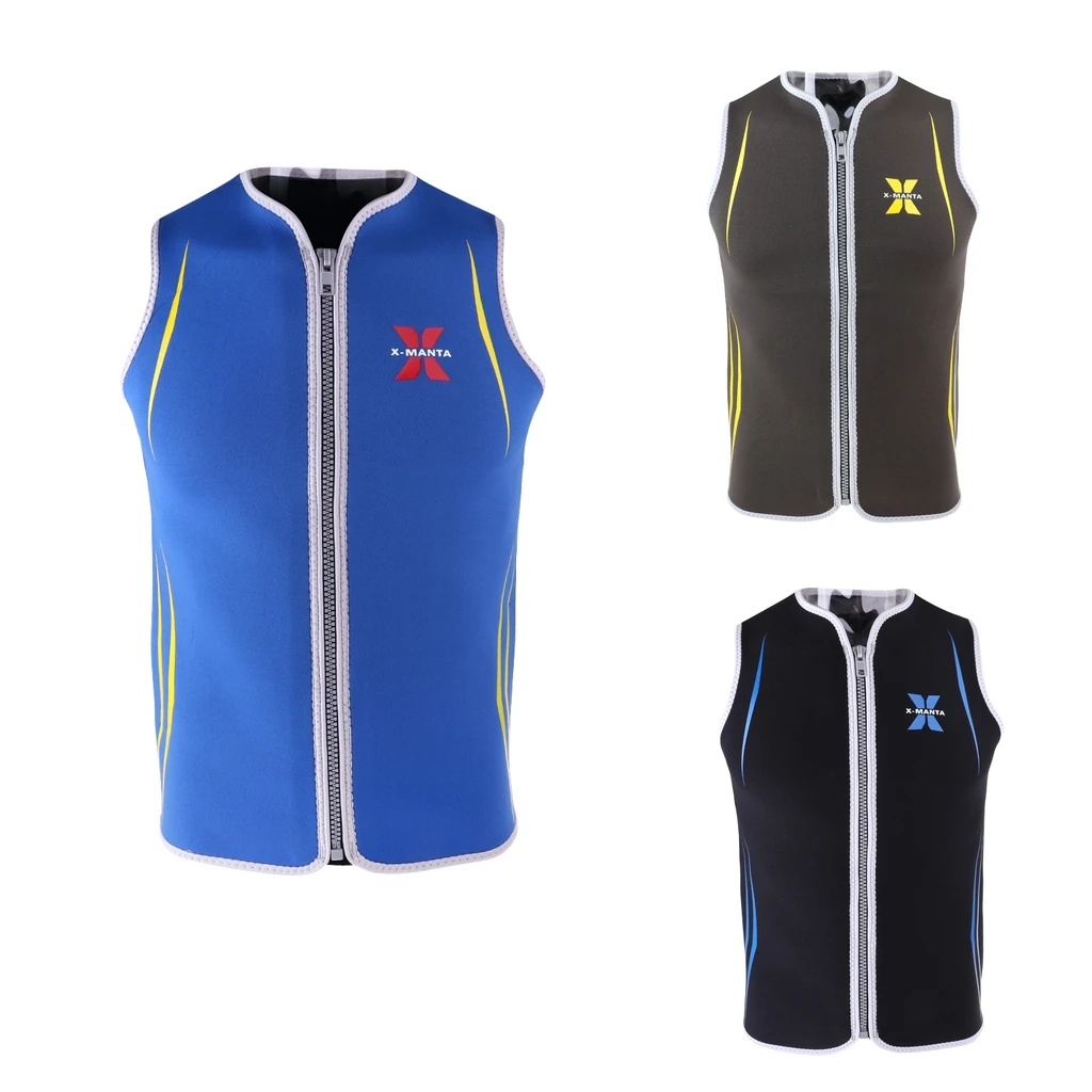 Premium 3mm Men`s Wetsuits Neoprene Sleeveless Front Zipper Vest Jacket Top for Scuba Diving Surfing Swimming Snorkeling Suit