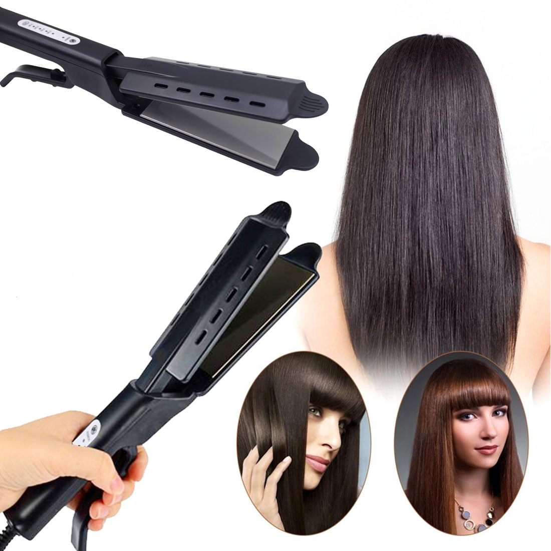 Ajuste da Temperatura Alisador de Cabelo Ferramentas de Cabelo Engrenagem Escova Casa Plana Pente Quente 4 11 Beleza e saúde
