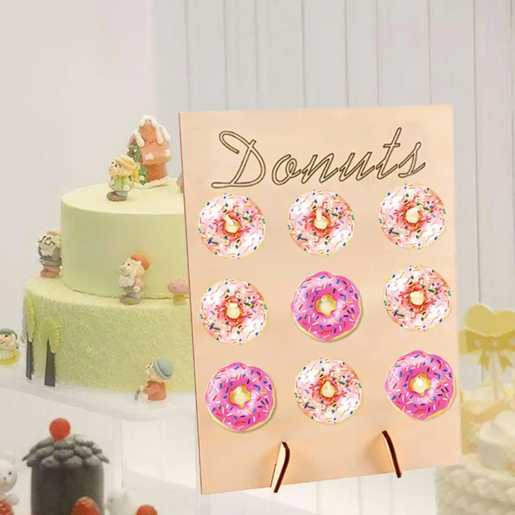 Gender Reveal Party Supplies, DIY Donuts Wall Holder, Wooden Doughnut Stand for Baby Shower Table Decor Home Decorations