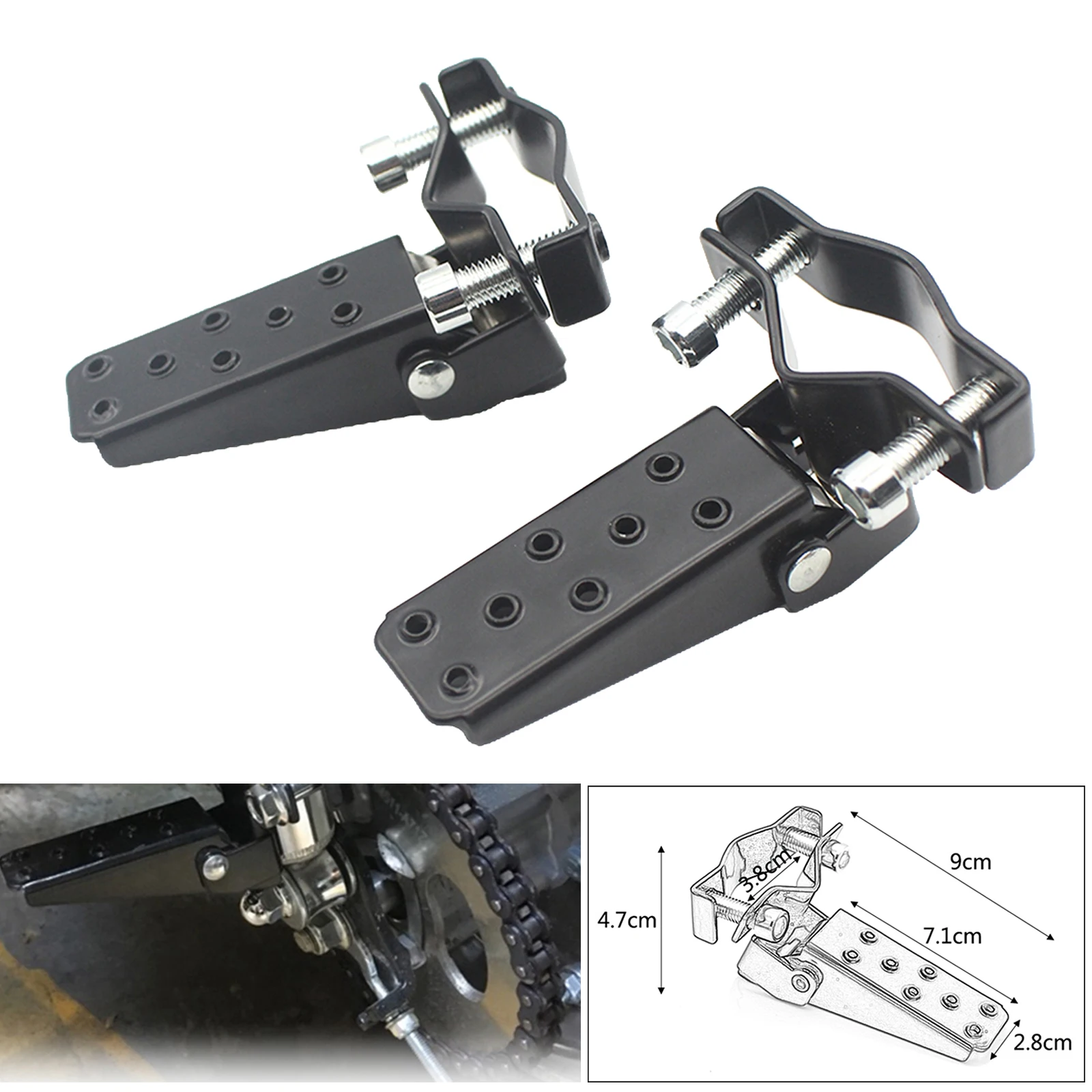 Motorcycle Metal Foot Pegs Pedals Universal 25mm-30mm Folding Accessory