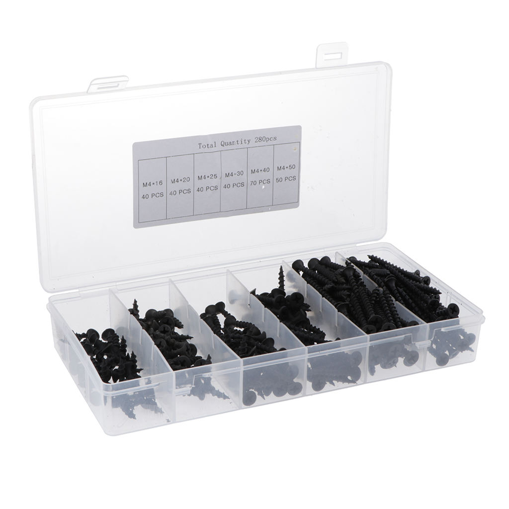 280 Pieces Black Screw Set Electronic Cross Stitch Screws Assortment Kits
