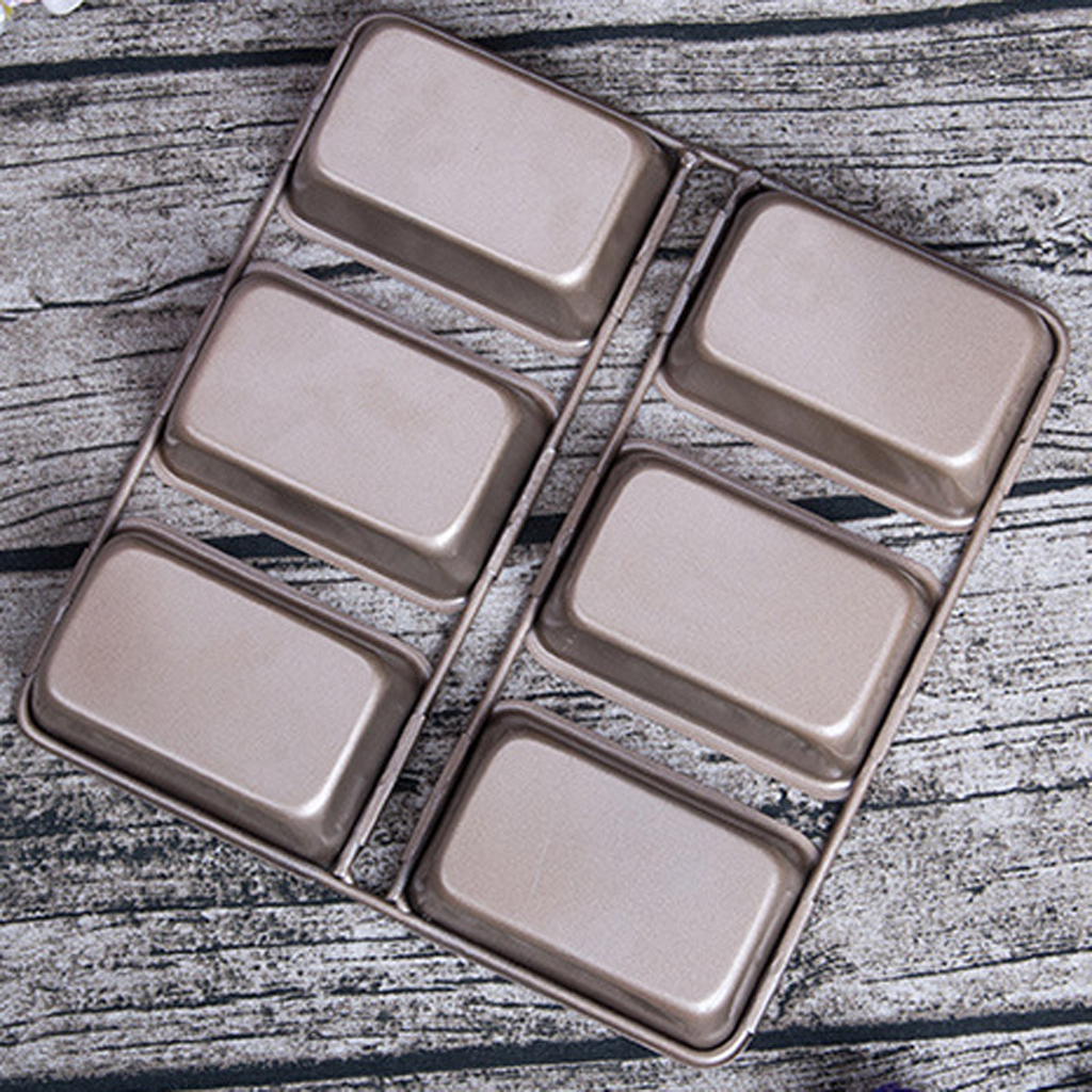 6 Cavity Metal Loaf Non Stick Pan Bakeware Mini Deserts Bread Baking Tin