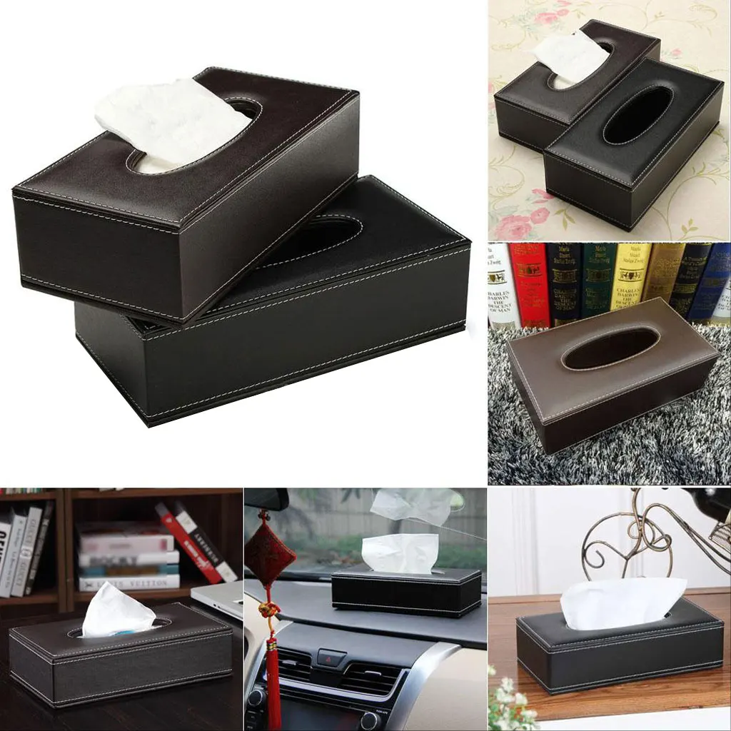 PU Leather Tissue Box Cover Napkin Toilet Paper Holder Case Home Car Tissue Box Holder