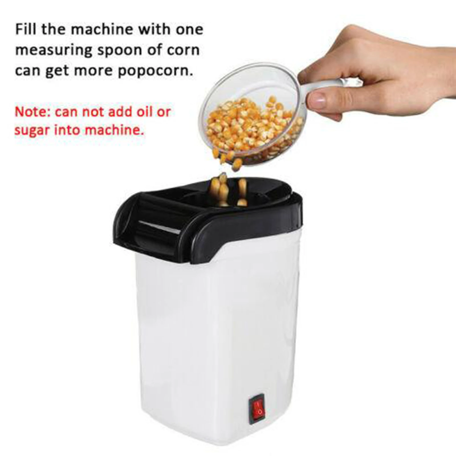 Hot Air Popcorn Machine, 1200W Electric Popcorn Maker, BPA-Free, 3 Minutes Fast Popcorn Popper and Top Lid for Home, Family