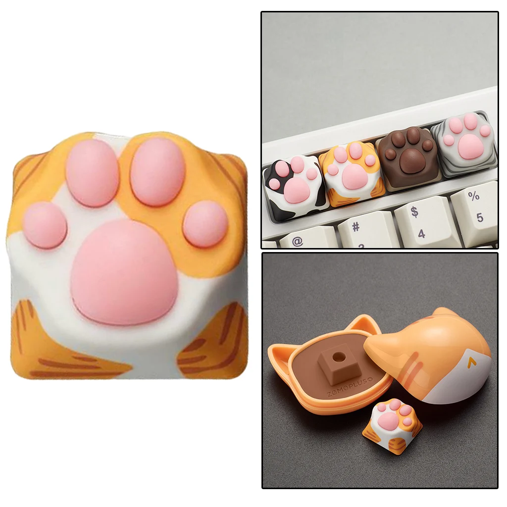 ABS Silicone Cat Paw Mechanical Keyboard Keycap Pad for Cherry MX, Durable Premium
