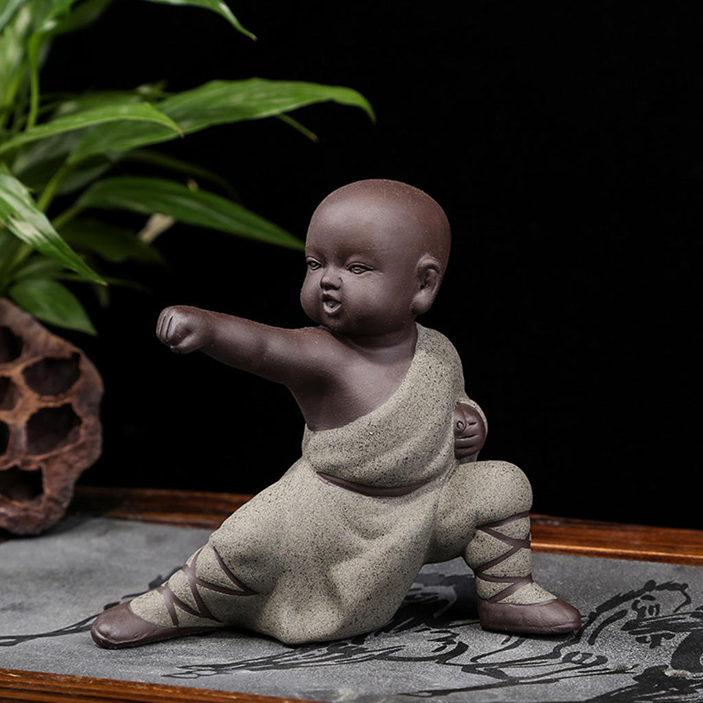 Small Monk Statue Chinese Kungfu Fingurines Home Office Desktop Sculpture Abstract Art Craft Decoration Gift