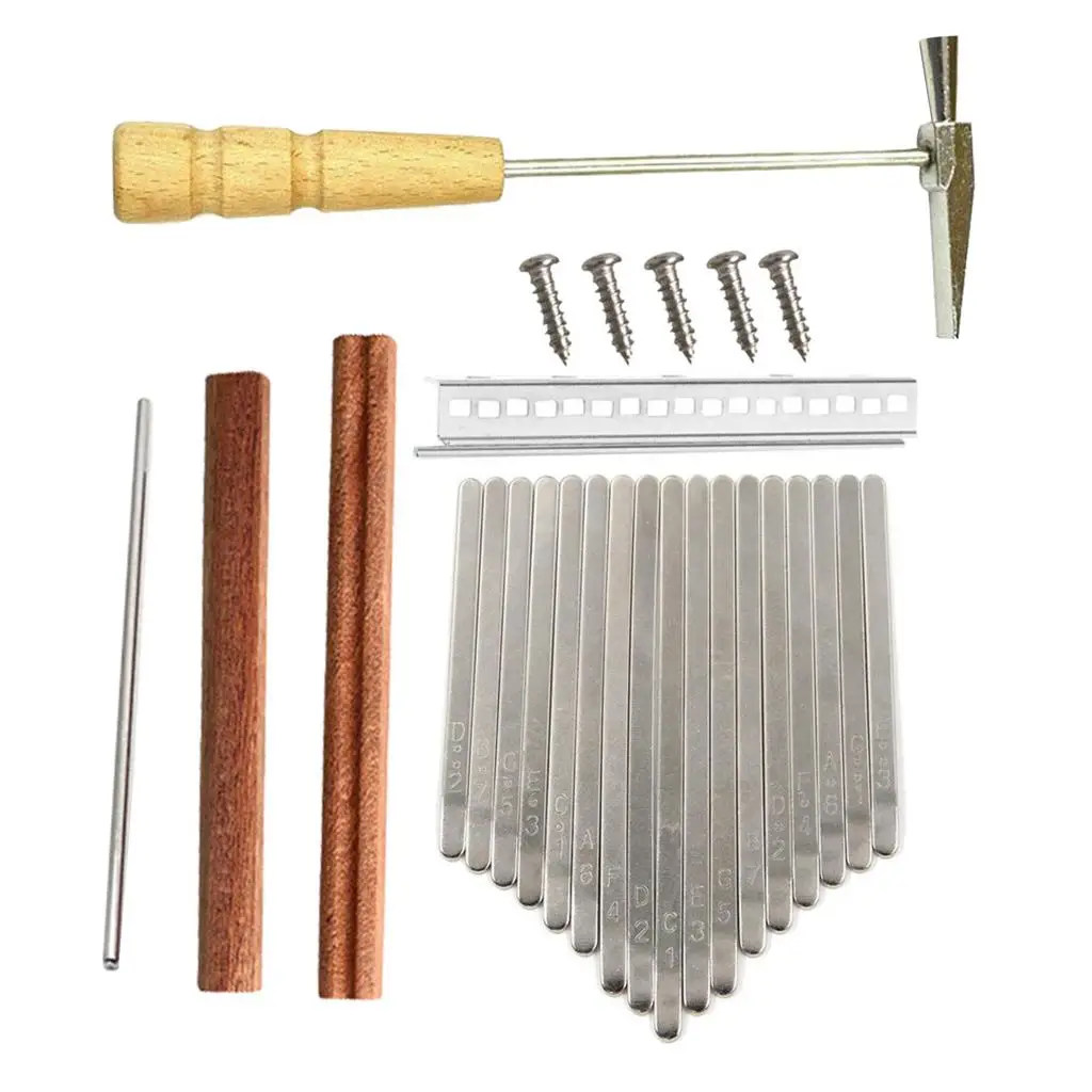 17 Keys Kalimba DIY Keys Bridge Kit with Tuning Hammer for DIY Kalimba Mbira