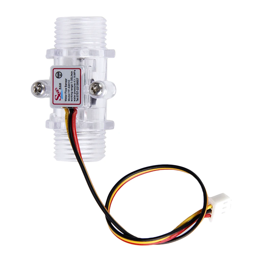 High Precision Water Hall Flow Sensor Restrictor Meter 1-30l/min 1/2inch Thread Connector
