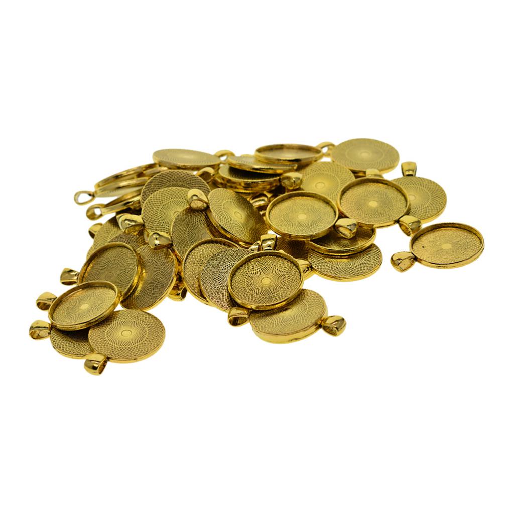 50 Pcs 1 Inch Round Bezel Charms Pendants Blanks Base Settings Tray - Jewelry Making Findings Accessories