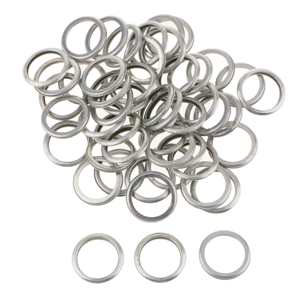 50pcs Metal Engine Oil Drain Plug Crush Washer Gasket Open Size: 16mm Screw Size: M16