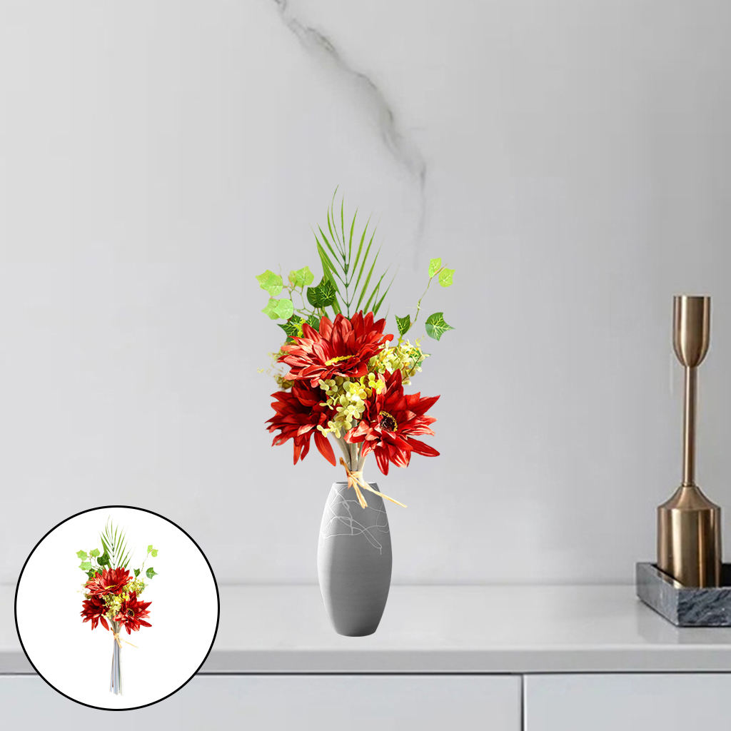 Artificial Silk Sunflowers Bouquets Lifelike Decor Floral Fake Bridesmaid Bouquet for Outside Party Wedding Anniversary Hotel