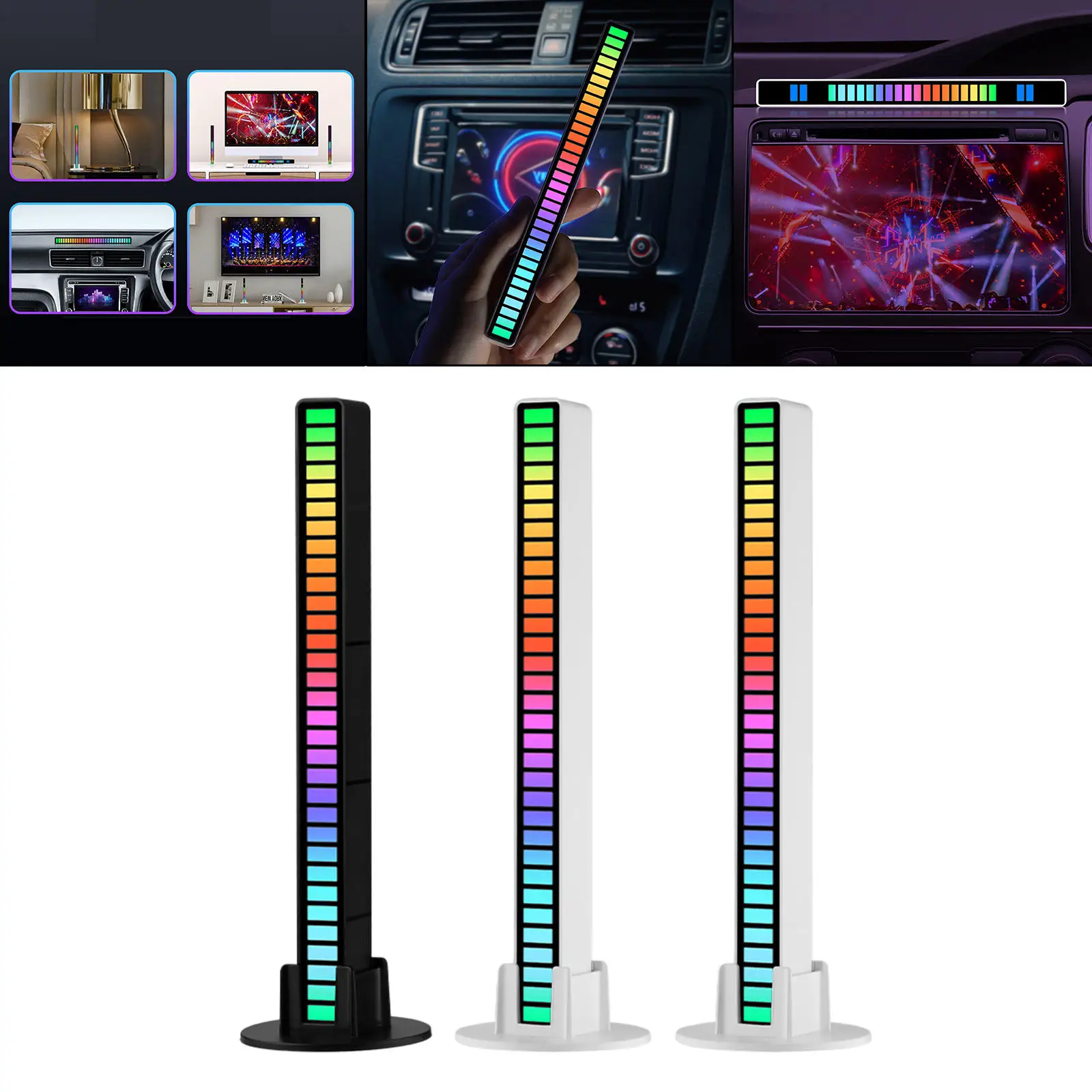 Sound Control RGB Light Ambient Light 18 Color Change 32 LED Music Level Indicator Night Lamp USB 8 Mode for Car Interior Party