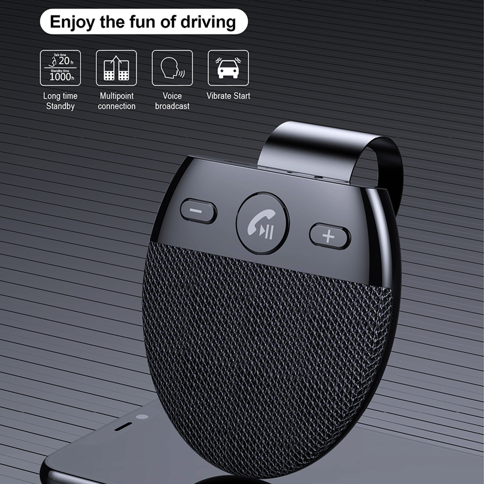 Bluetooth Car Speaker Receiver on Sun Visor Music Player Clear and Loud Sound Noise Reduction for Handsfree Calling
