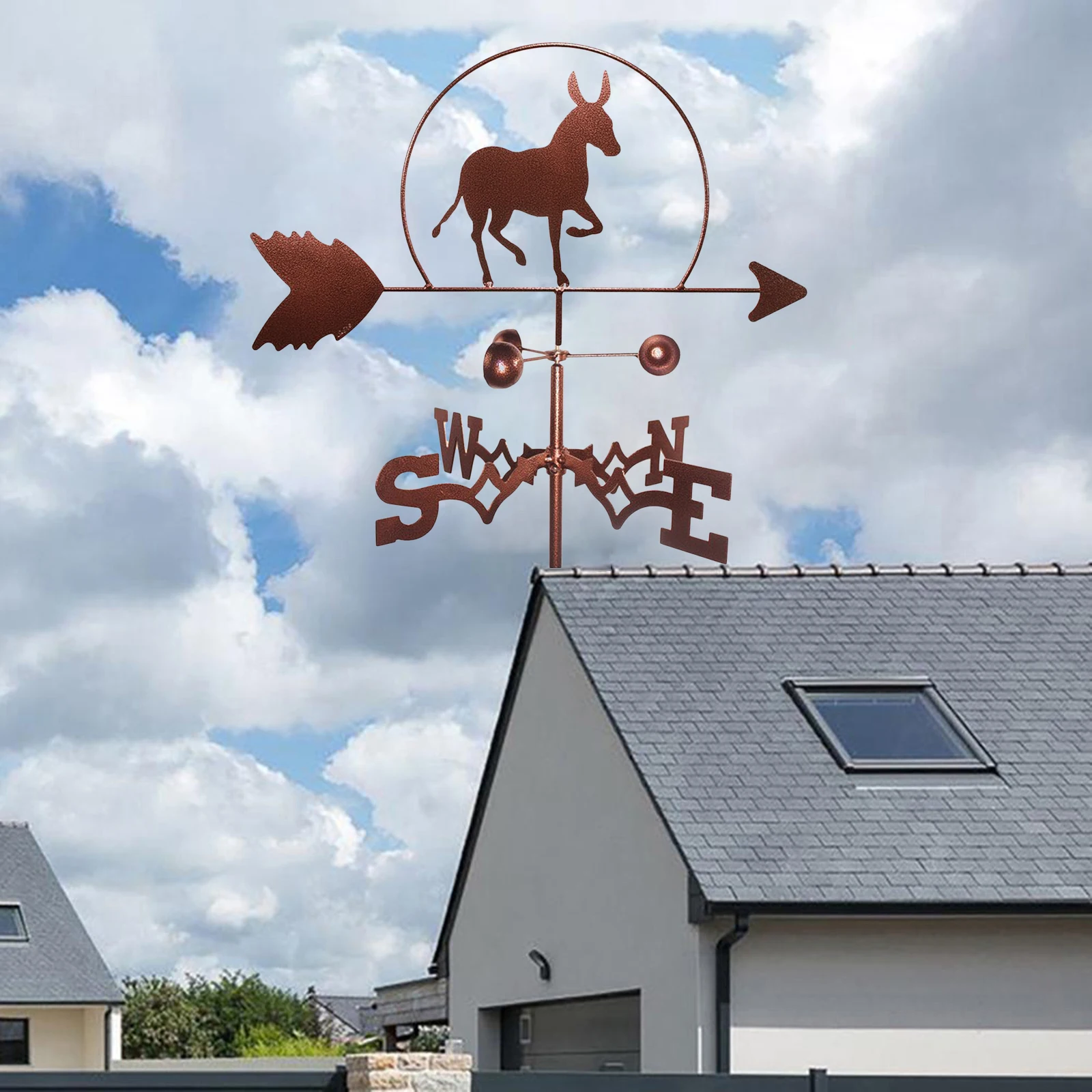 Iron Animal Weather Vane Farm Retro Scene Garden Stake Weather Vane Professional Measuring Tool Garden Yard Roof Mount Decor