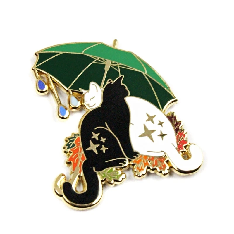 Umbrella Snuggling Cats Surrounded Brooch Pins Enamel Metal Badges Lapel Pin Brooches Jackets Jeans Fashion Jewelry Accessories 6